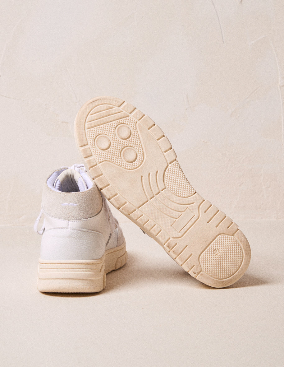 Leopold High Top Sneakers - Leather And Suede White Gray