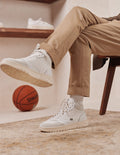 Leopold High Top Sneakers - Leather And Suede White Gray
