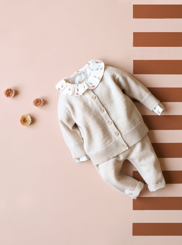 Powder Pink Victorian Cardigan 100% Wool - Baby