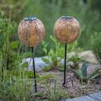 Set of 2 oriental style solar garden stakes warm white LED AGADIR H45cm - REDDECO.com