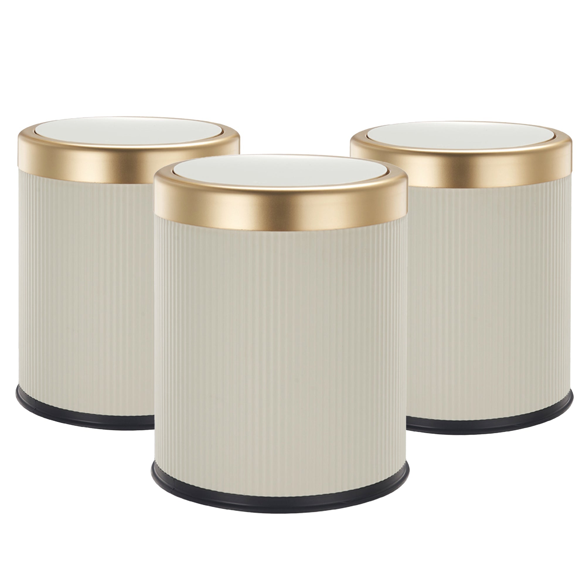 Glint - 3 Poubelles De Salle De Bain Push 8L - Plastique - Doré