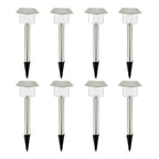 Lot de 8 balises solaires inox à planter pour allée LED blanc ALESIA H39cm - REDDECO.com