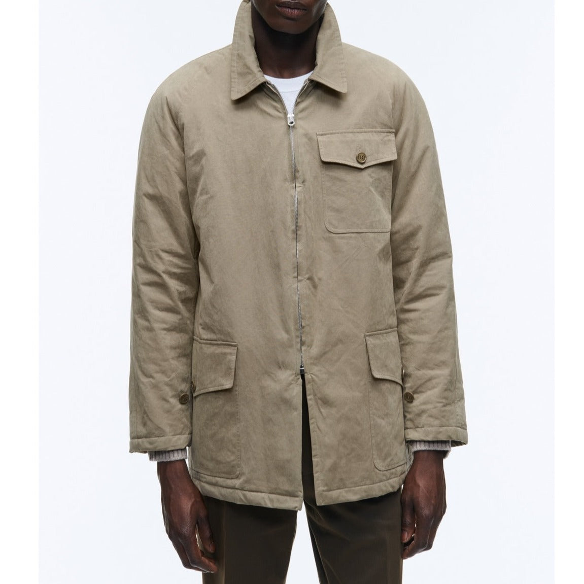 Fursac - Chaqueta de Tela de Algodón Impermeable - Taupe - Hombre