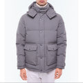 Hooded Water-Repellent Canvas Puffer Jacket - Charcoal Grey