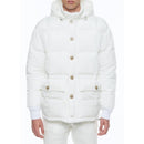 Doudoune À Capuche En Toile Déperlante - Blanc