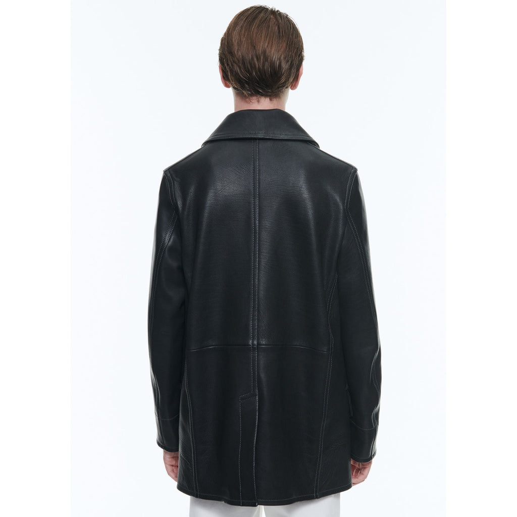 Fursac - Leather Pea Coat - Black