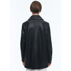 Fursac - Leather Pea Coat - Black