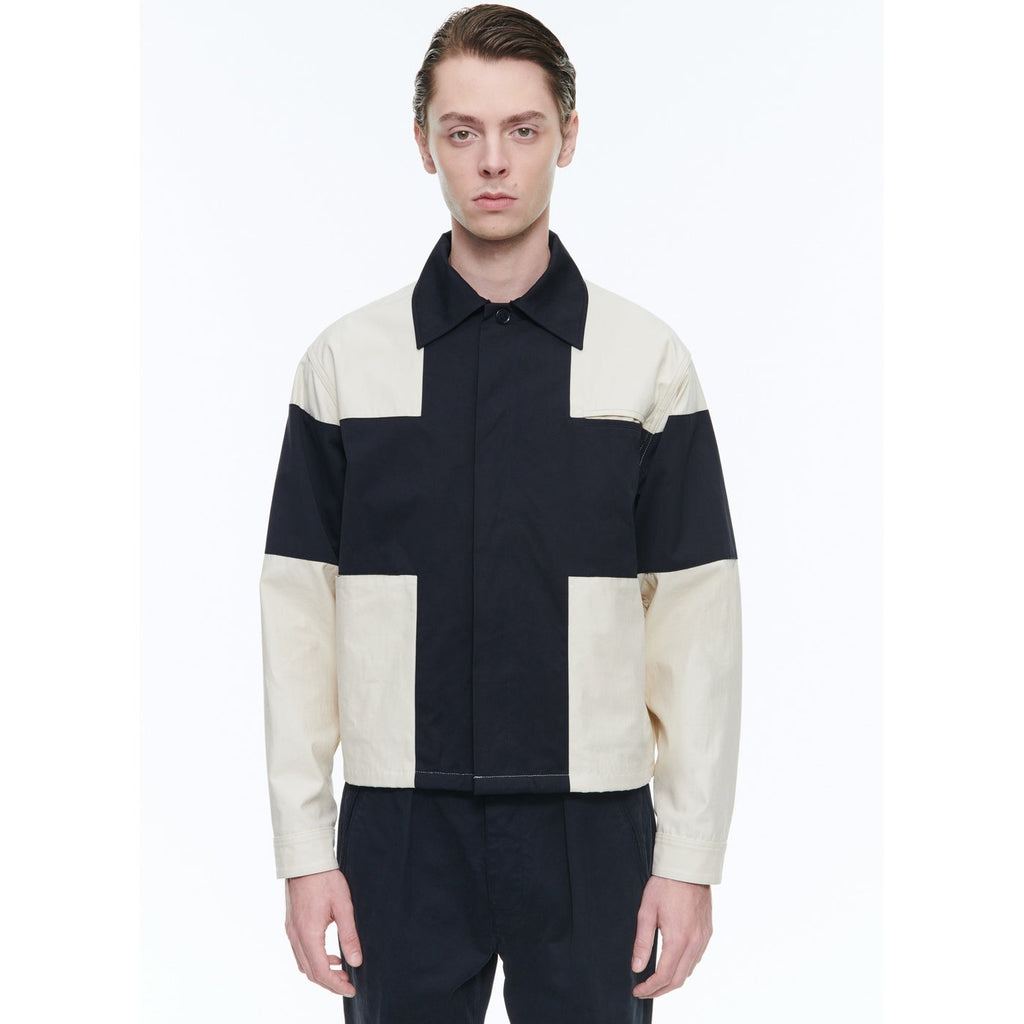Fursac - Water-Repellent Canvas Jacket - Beige and Navy Blue