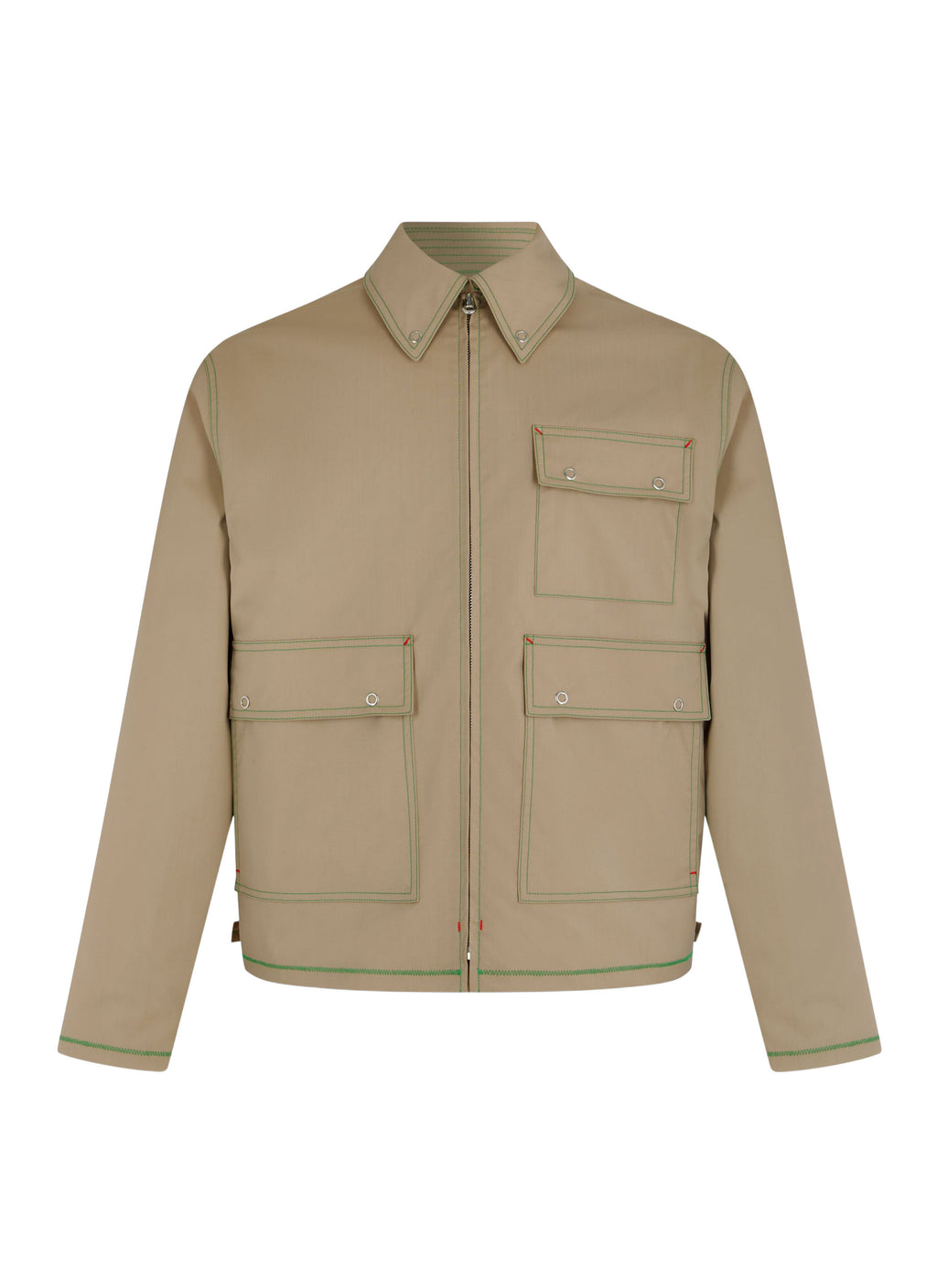 Blouson Zippé Surpiqué - Beige
