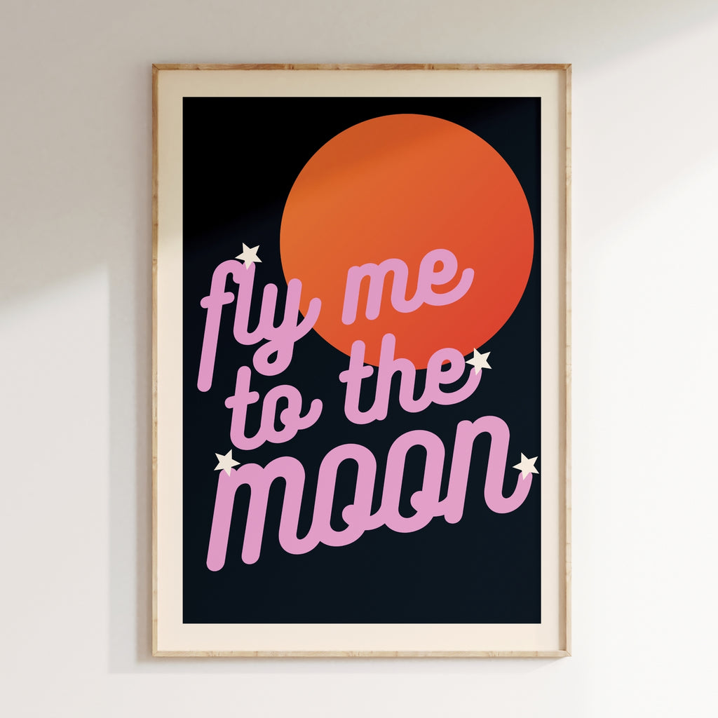 Groovy - Affiche Fly Me To The Moon - Noir
