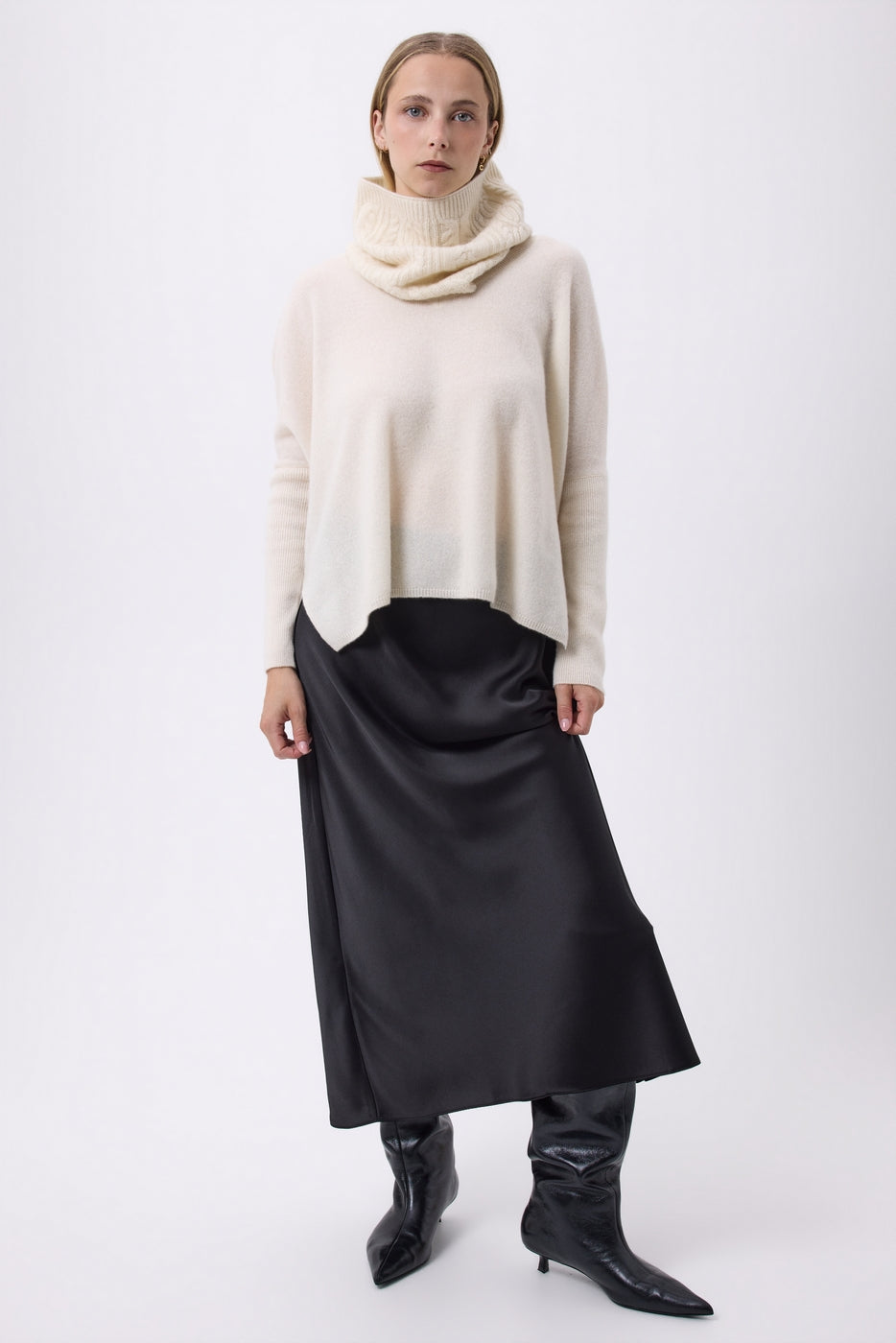 Zopfmuster-Schalkragen Macha – Weiß – Unisex