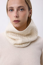 Zopfmuster-Schalkragen Macha – Weiß – Unisex