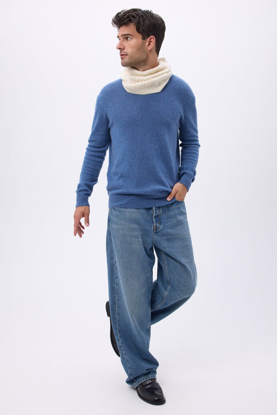 Zopfmuster-Schalkragen Macha – Weiß – Unisex