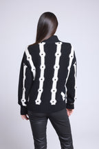 Cardigan A Contrasto Maddie - Bianco E Nero - Donna - Cashmere E Lana