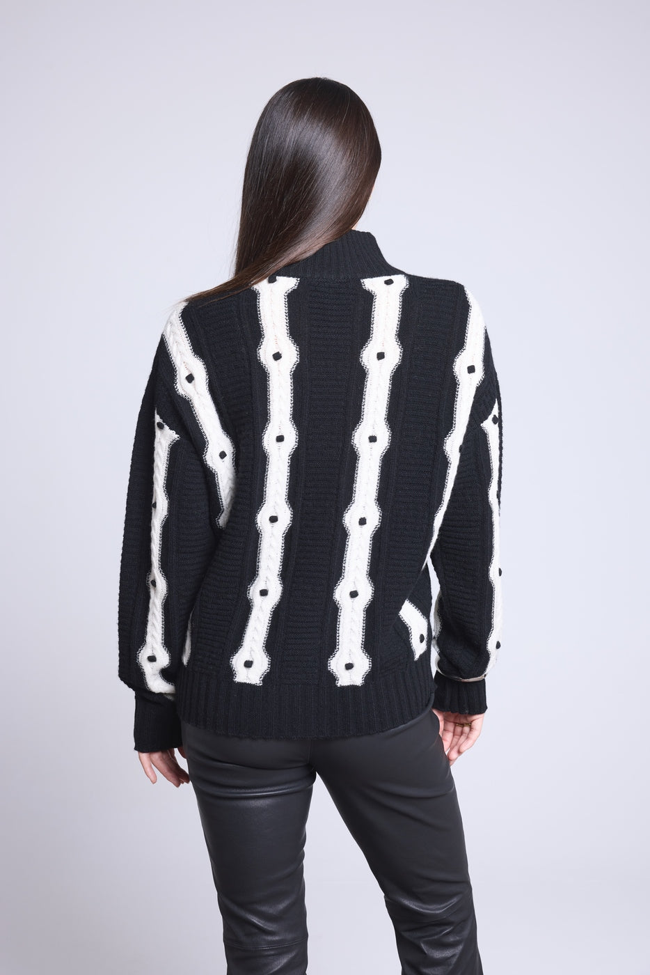 Cardigan A Contrasto Maddie - Bianco E Nero - Donna - Cashmere E Lana
