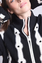Cardigan A Contrasto Maddie - Bianco E Nero - Donna - Cashmere E Lana