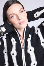 Cardigan A Contrasto Maddie - Bianco E Nero - Donna - Cashmere E Lana