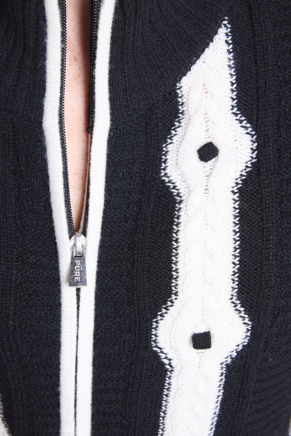 Cardigan A Contrasto Maddie - Bianco E Nero - Donna - Cashmere E Lana