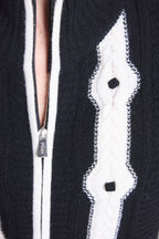 Cardigan A Contrasto Maddie - Bianco E Nero - Donna - Cashmere E Lana