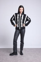 Cardigan A Contrasto Maddie - Bianco E Nero - Donna - Cashmere E Lana