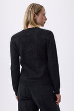 V-Neck – Børstet kashmir Mael - Sort - Dame