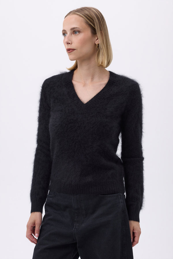 V-Neck – Brushed Cashmere Mael - Black - Women