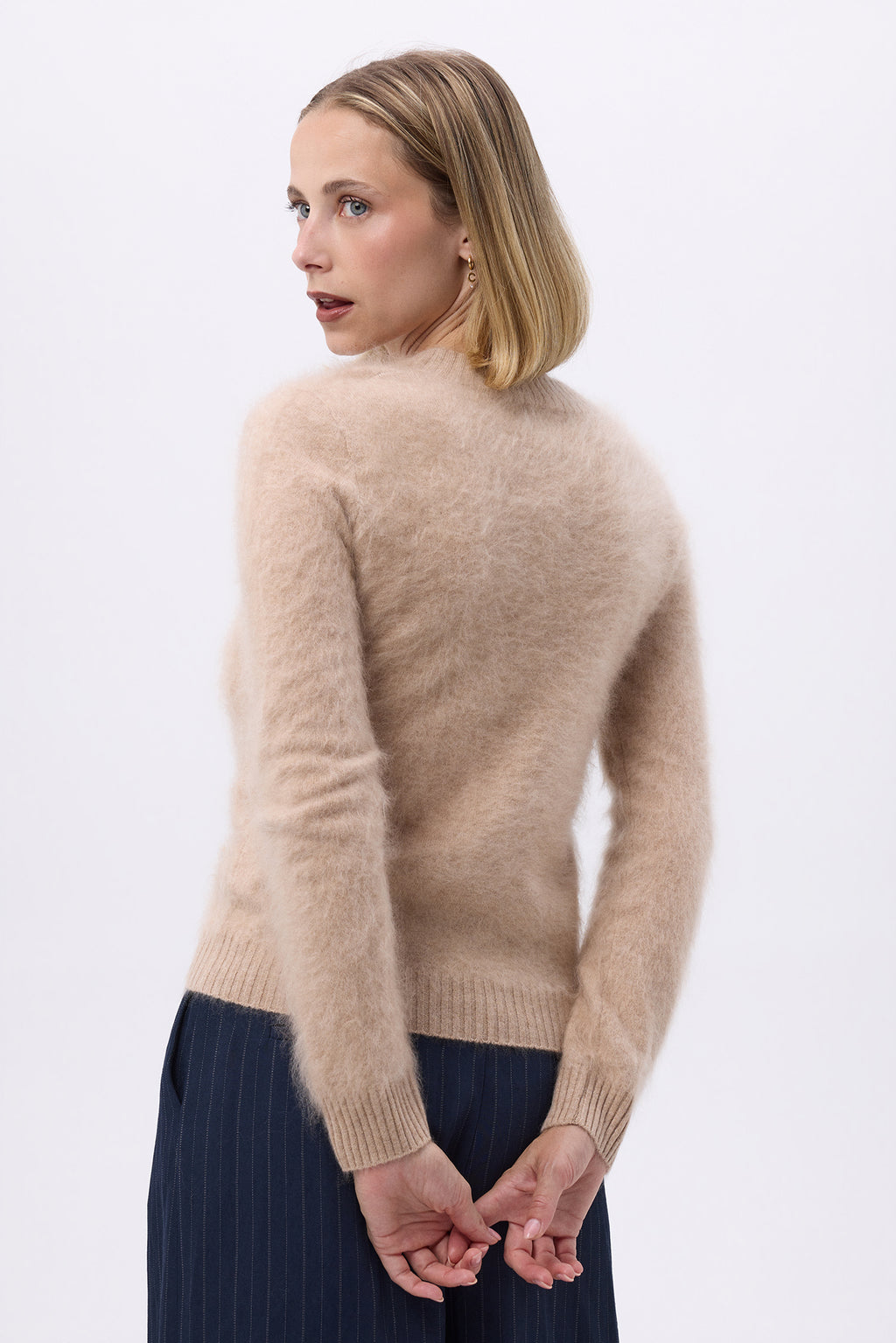 V-Neck – Brushed Cashmere Mael - Beige Crème - Femme
