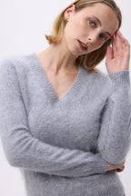 V-Neck – Brushed Cashmere Mael - Light Grey - Women