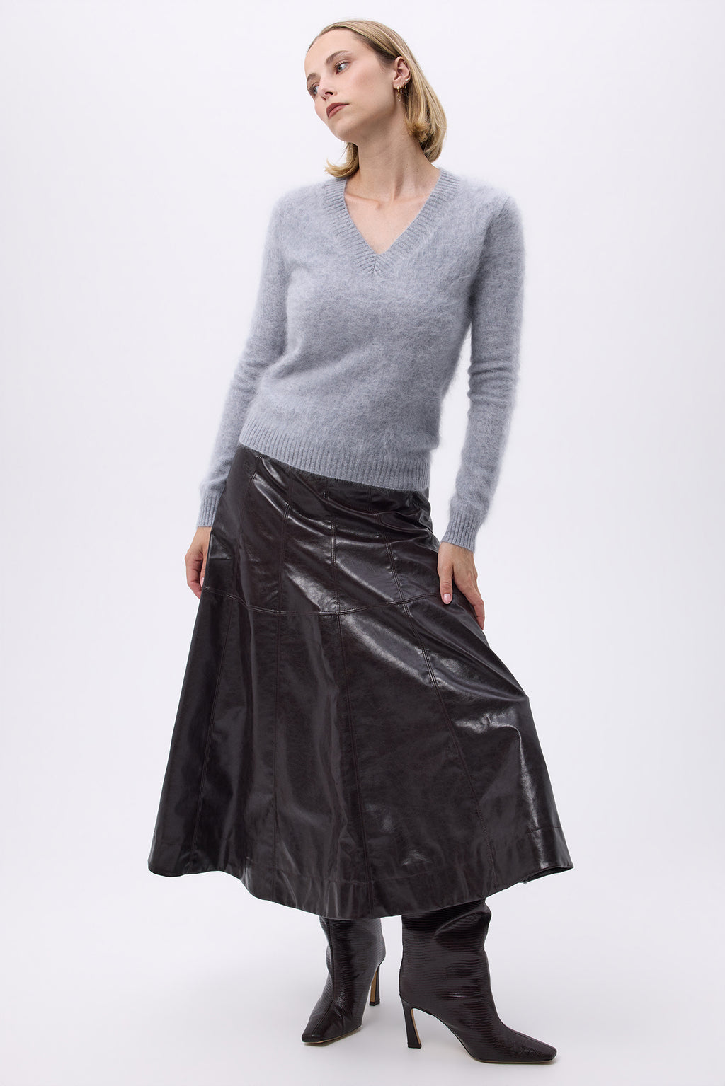 V-Neck – Brushed Cashmere Mael - Light Grey - Women