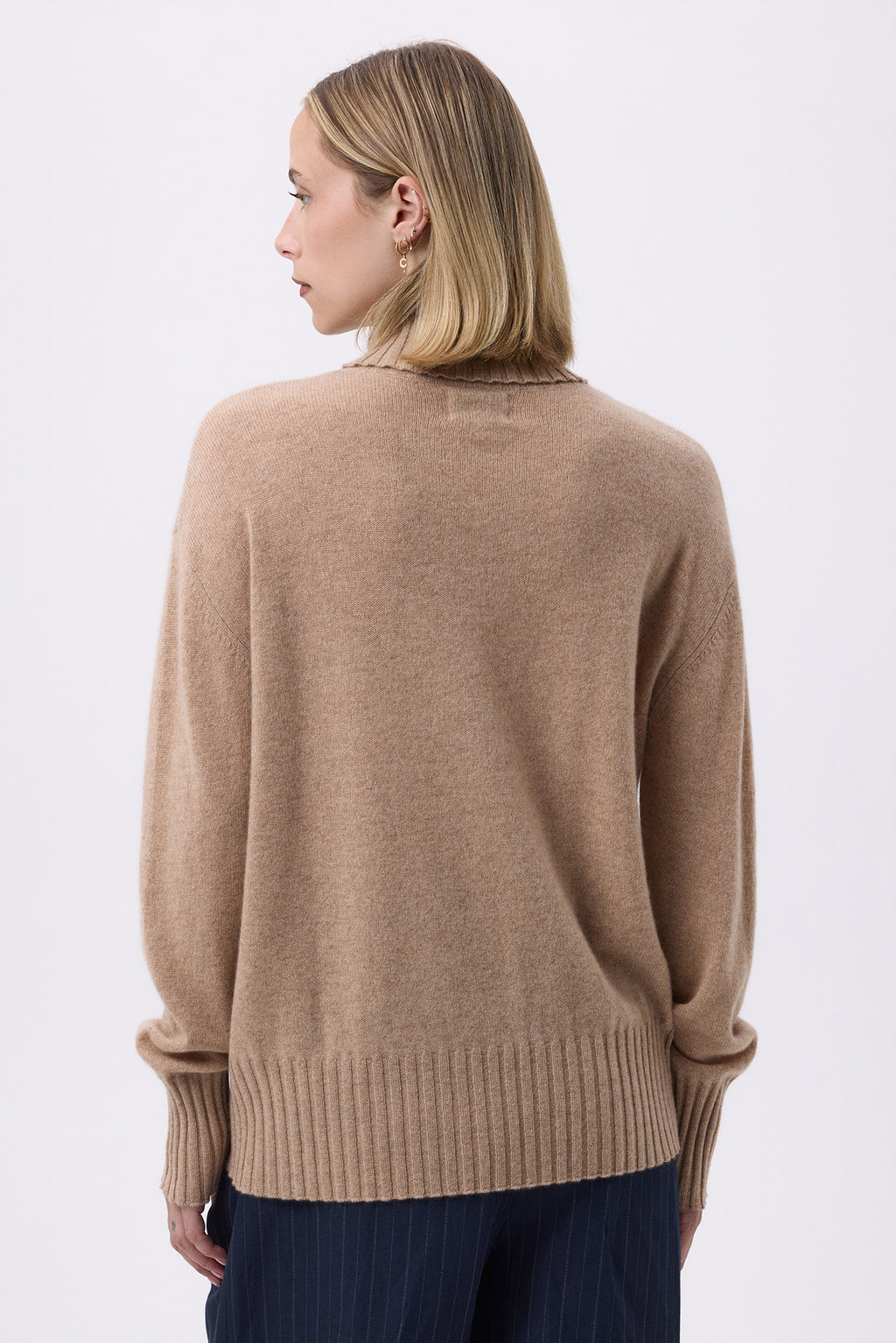 Oversize rullekravestrik F Maeva - Beige creme - Dame