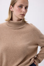 Oversize rullekravestrik F Maeva - Beige creme - Dame