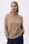 Oversize rullekravestrik F Maeva - Beige creme - Dame