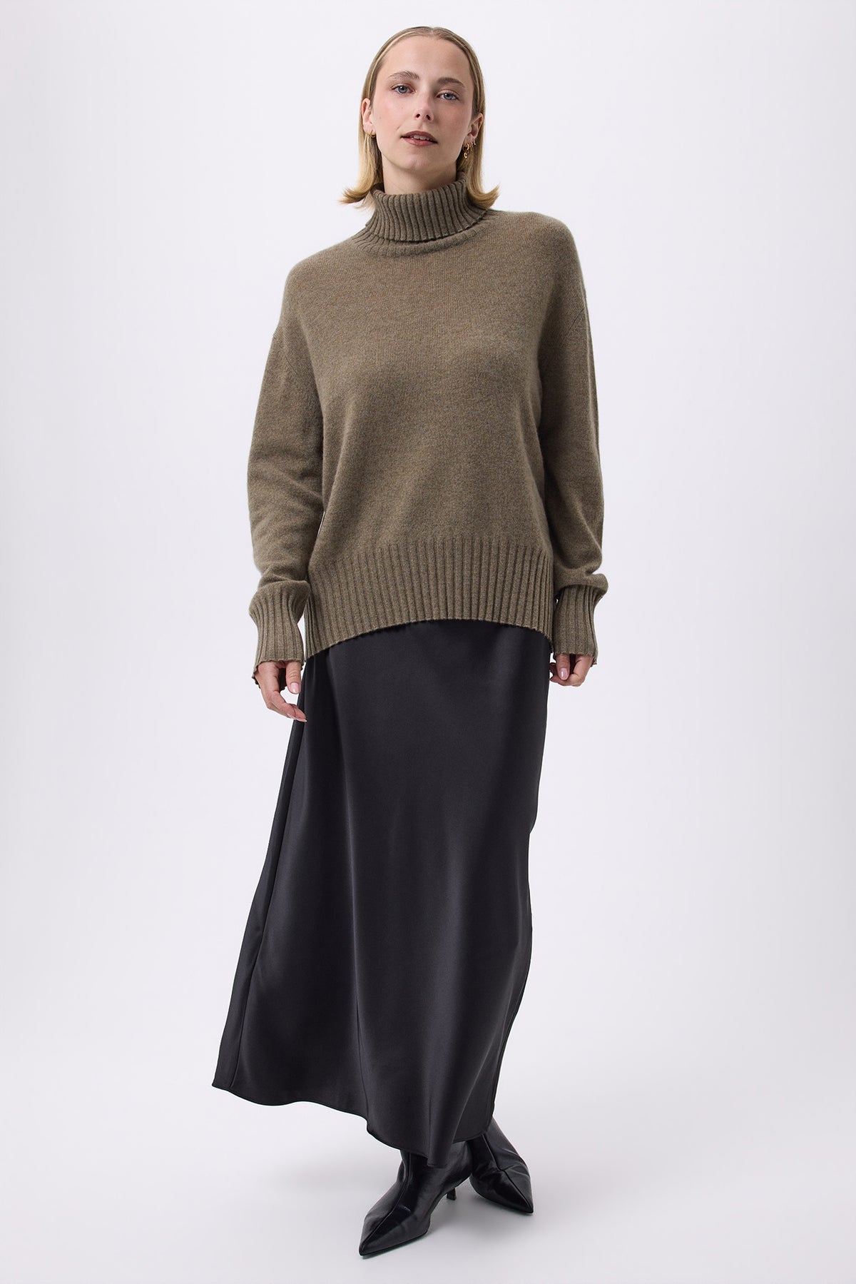 Oversize Rullekravestrik F Maeva - Khakigrøn - Dame