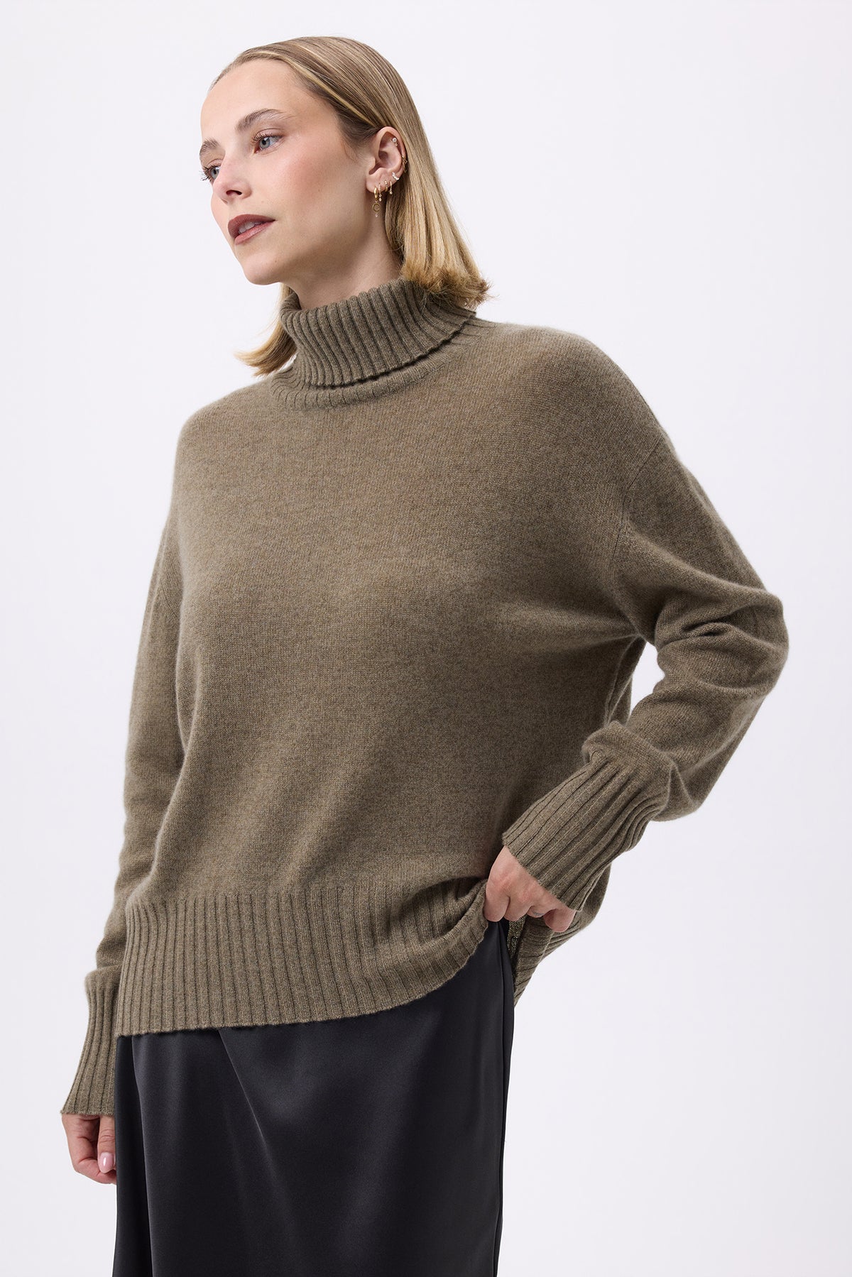 Oversize Rullekravestrik F Maeva - Khakigrøn - Dame