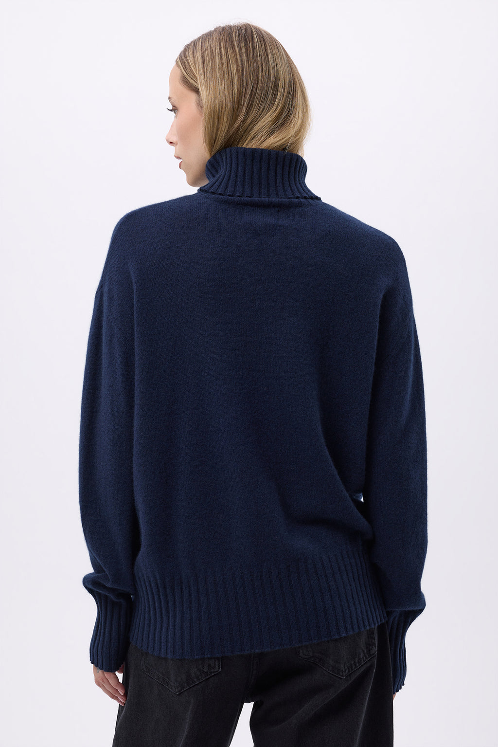 Oversize-Rollkragenpullover F Maeva - Marineblau - Damen