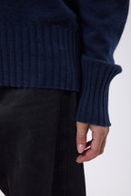 Oversize-Rollkragenpullover F Maeva - Marineblau - Damen