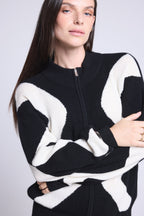 Magali Graphic Zip Jacket - Black And White - Women