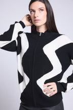Magali Graphic Zip Jacket - Black And White - Women