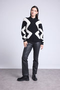 Magali Graphic Zip Jacket - Black And White - Women