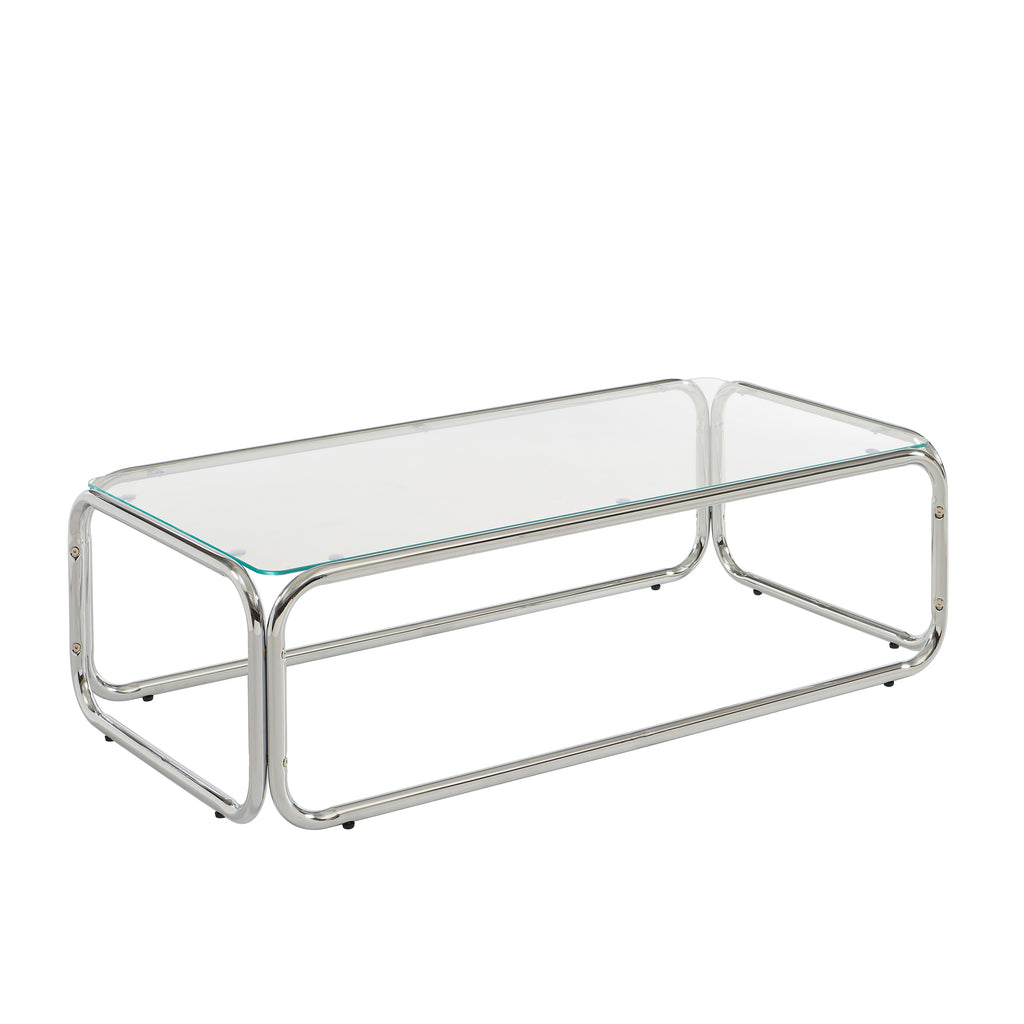 Maggy Coffee Table with Clear Tempered Glass and Chrome Frame