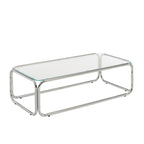Maggy Coffee Table with Clear Tempered Glass and Chrome Frame