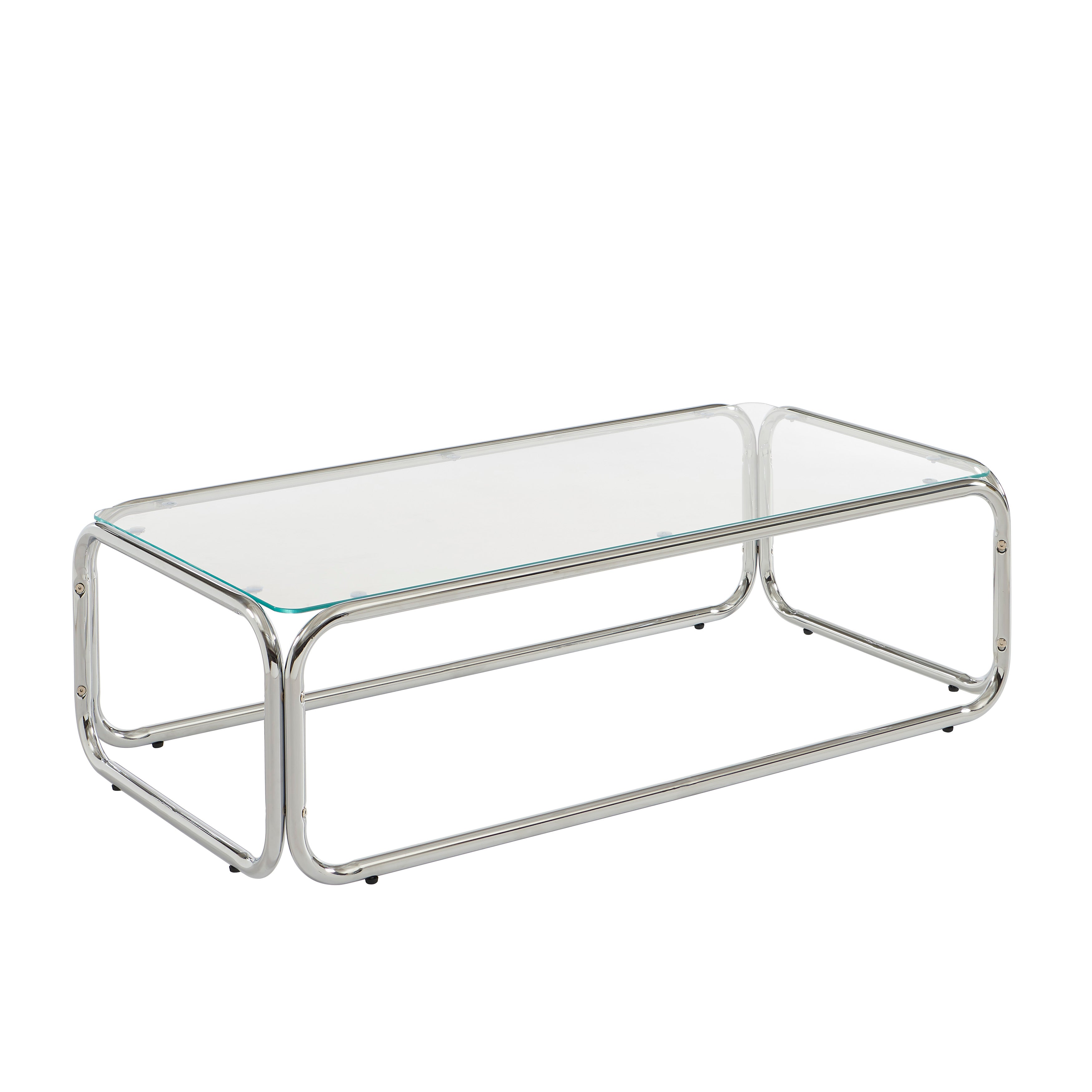 Maggy Coffee Table with Clear Tempered Glass and Chrome Frame