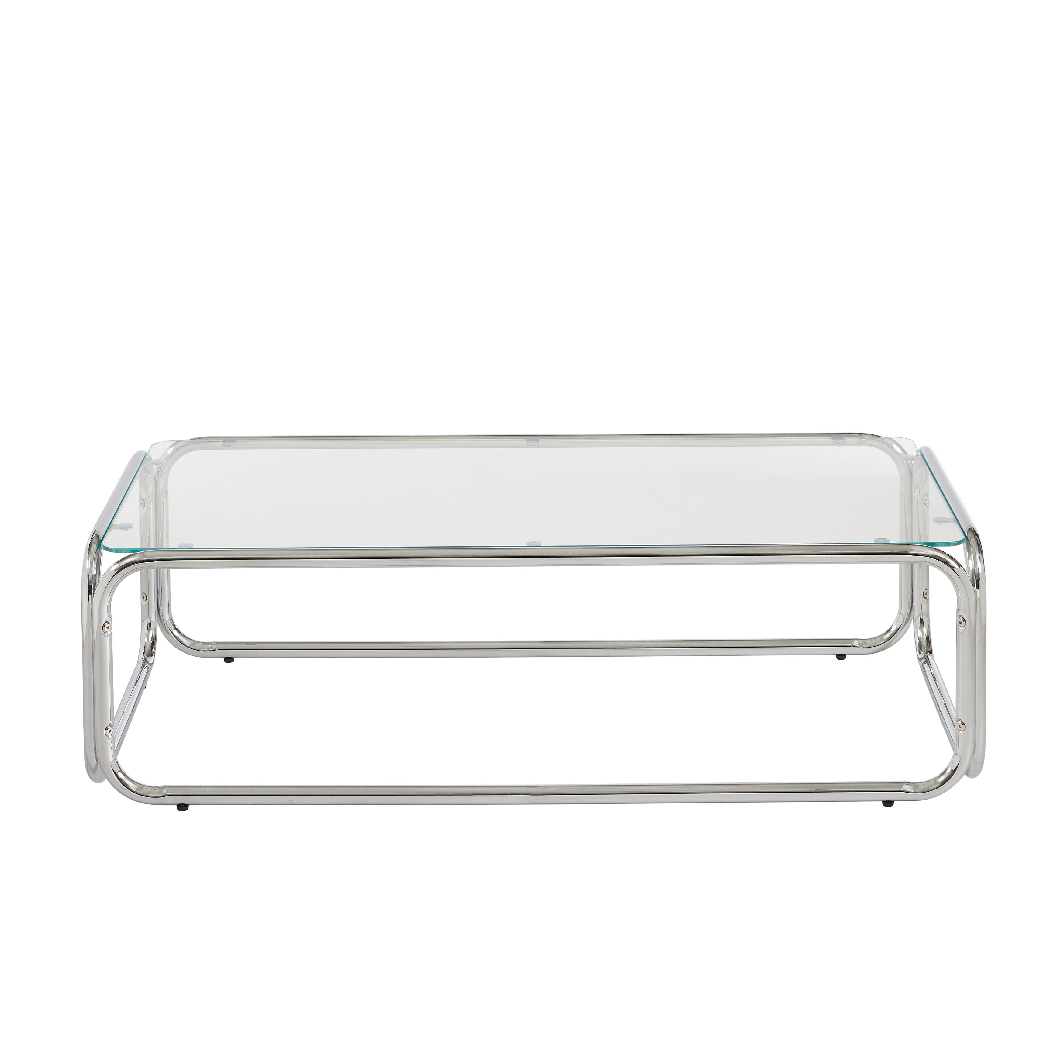 Maggy Coffee Table with Clear Tempered Glass and Chrome Frame