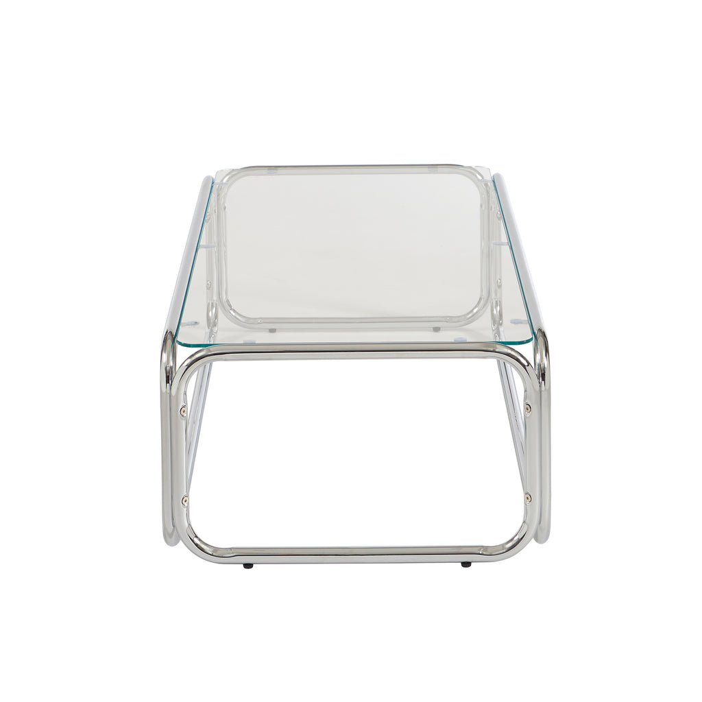 Maggy Coffee Table with Clear Tempered Glass and Chrome Frame