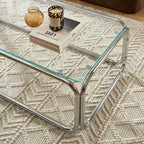Maggy Coffee Table with Clear Tempered Glass and Chrome Frame