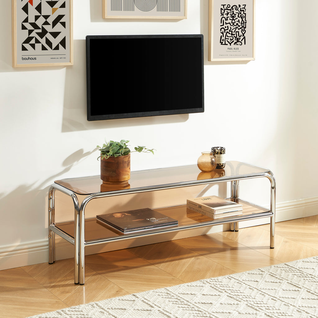 Maggy - Television Unit - Dark Orange with Chrome Frame