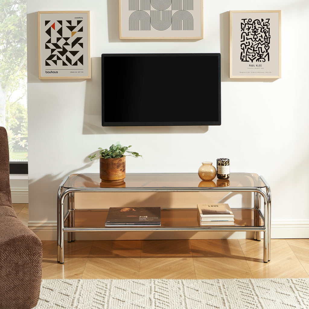 Maggy - Television Unit - Dark Orange with Chrome Frame