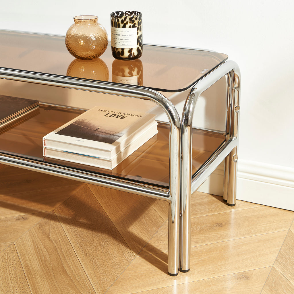 Maggy - Television Unit - Dark Orange with Chrome Frame