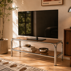 Maggy - Meuble De Télévision - Orange Foncé Et Structure En Chrome