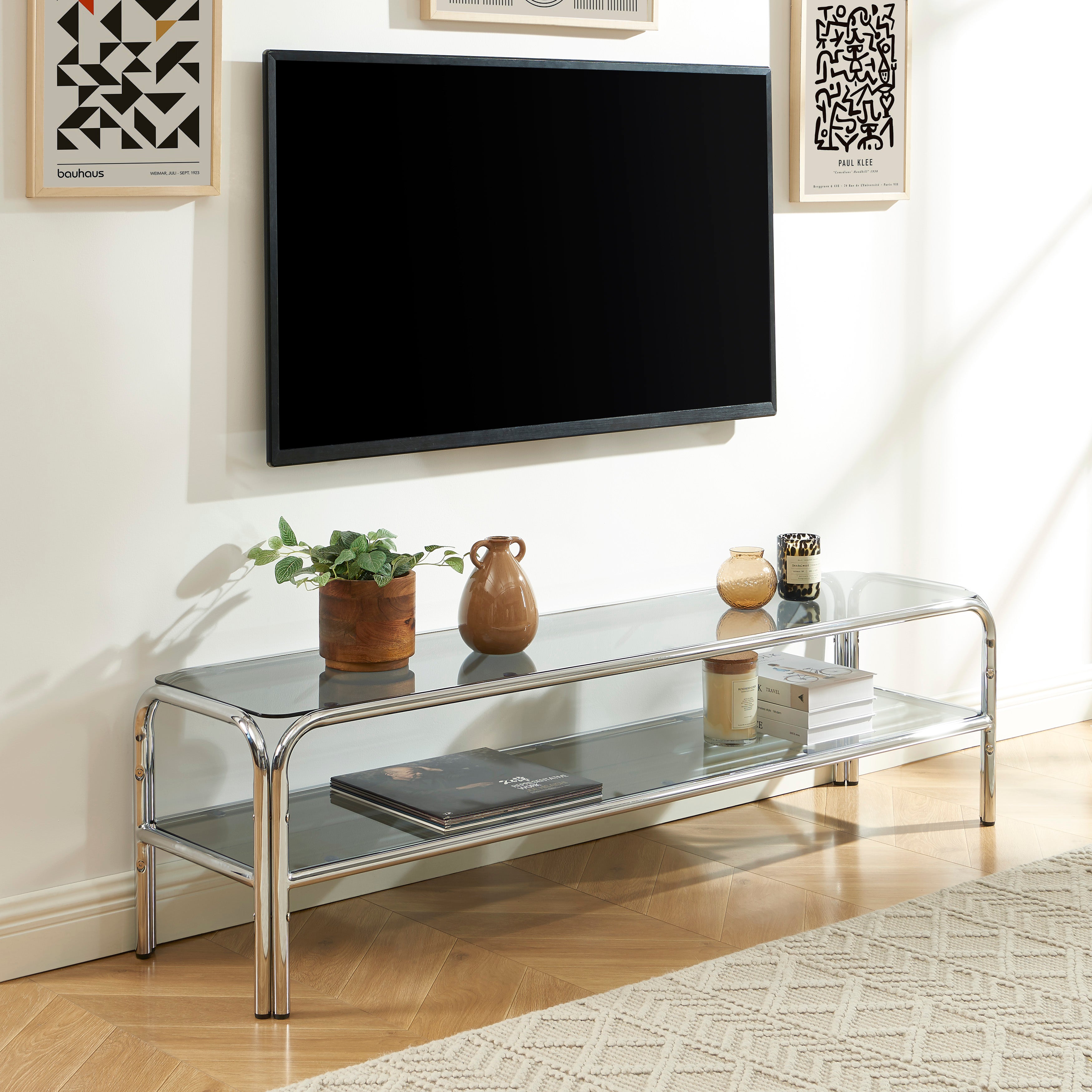 Maggy - Meuble Tv - Verre Trempé - Noir
